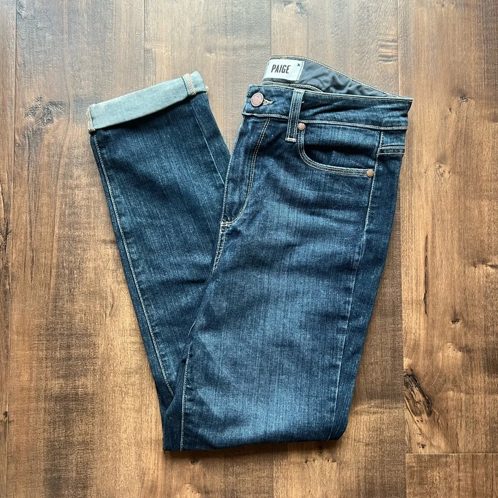 Paige High Wasted Crop Skinny Roll Up Denim - Picture 1 of 6
